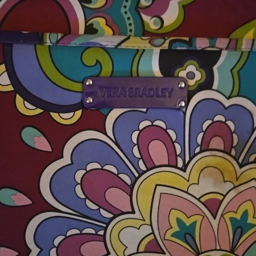Vera Bradley Multicolor Paisley Laptop Bag Side Pocket 2 Handle Zip Closure EUC